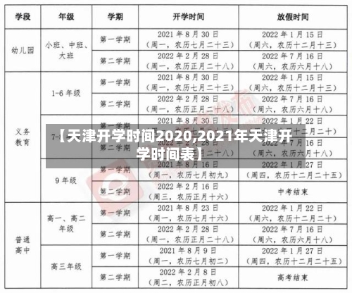 【天津开学时间2020,2021年天津开学时间表】