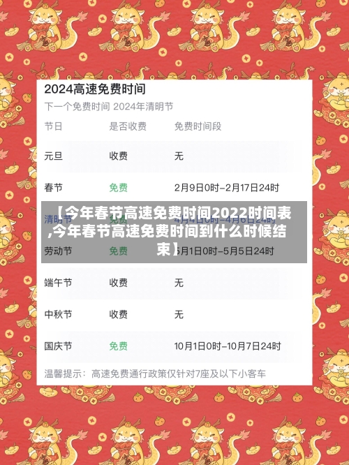【今年春节高速免费时间2022时间表,今年春节高速免费时间到什么时候结束】