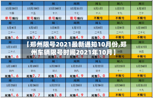 【郑州限号2021最新通知10月份,郑州车辆限号时间2021年10月】