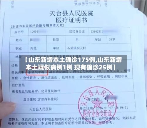 【山东新增本土确诊175例,山东新增本土疑似病例1例 现有确诊25例】