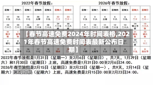【春节高速免费2024年时间表格,2021年春节高速免费时间表最新公布日期】